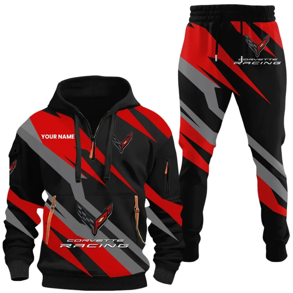 Sports Icon Hoodie Half Zip x Sweatpants Set, 3D Printed Driver's Outfit CAR514100925003 - Image 2