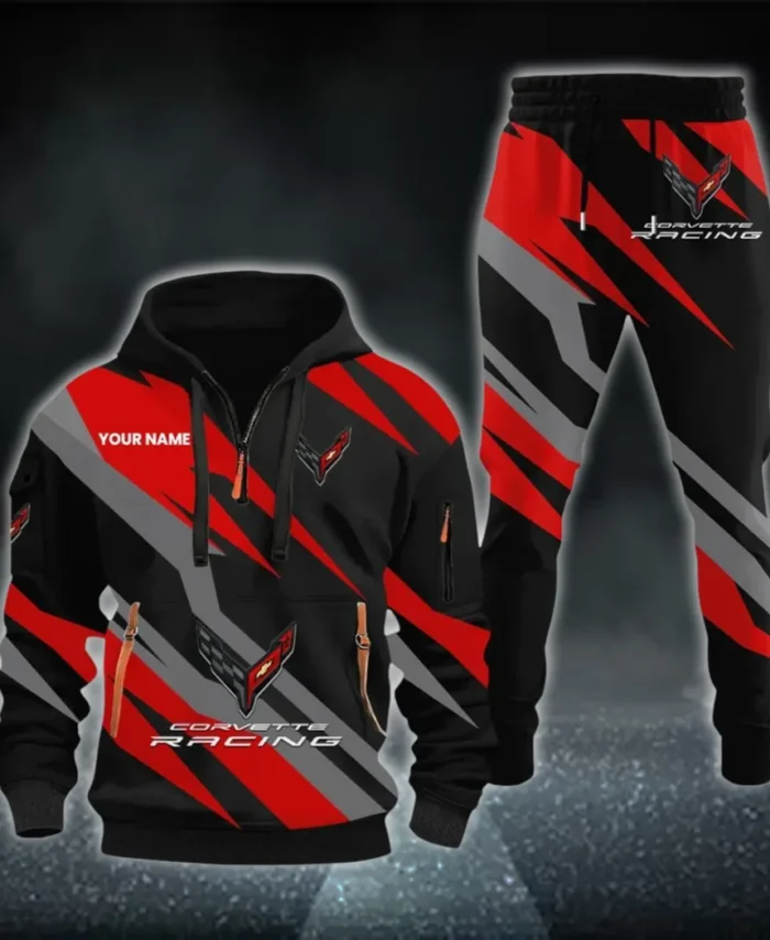 Sports Icon Hoodie Half Zip x Sweatpants Set, 3D Printed Driver's Outfit CAR514100925003