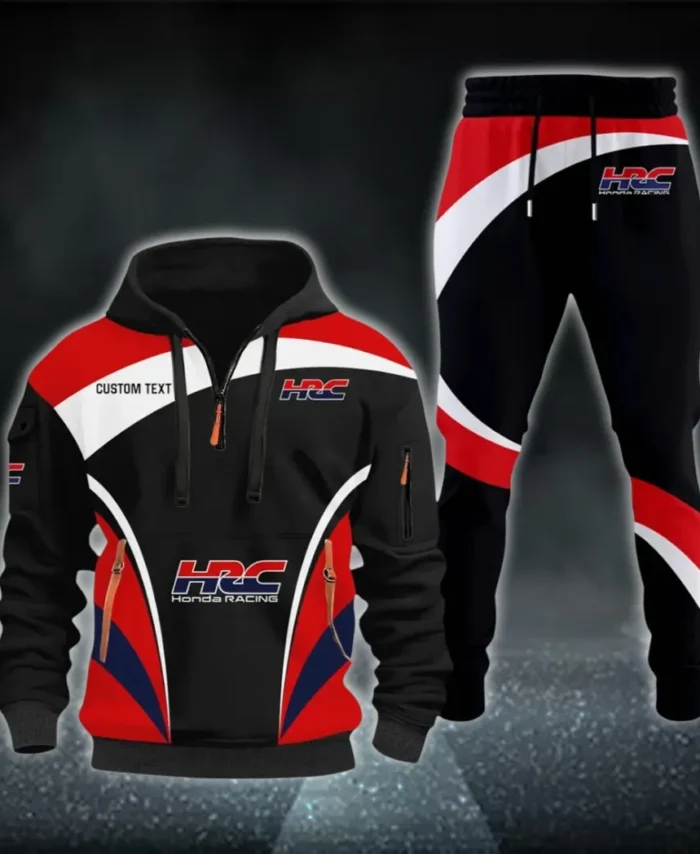 Racing Car Hoodie Half Zip x Sweatpants Set, 3D Printed Driver's Outfit CAR514100925005