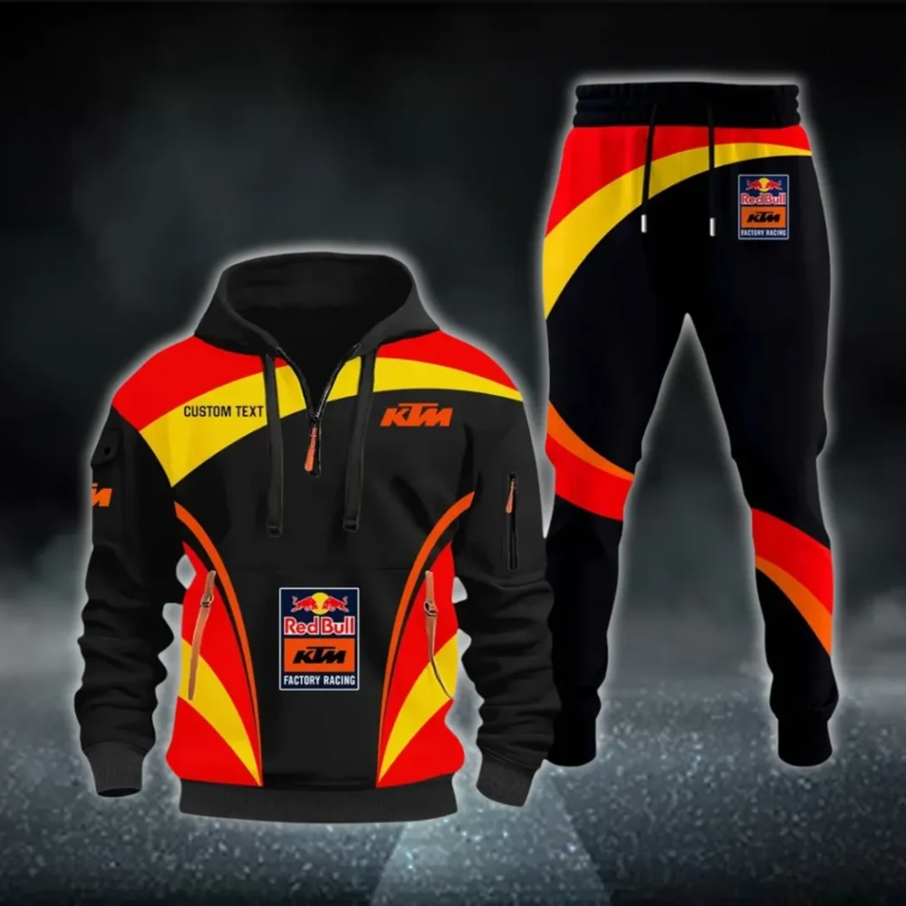 Racing Car Hoodie Half Zip x Sweatpants Set, Custom Road Lifestyle Hoodie Set CAR514100925006