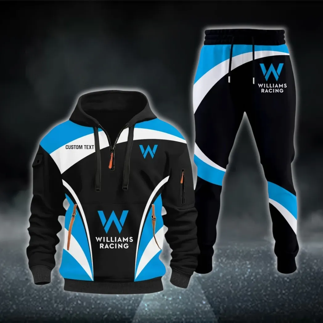 Racing Car Hoodie Half Zip x Sweatpants Set, All-Season Car Enthusiast Tracksuit CAR514100925008