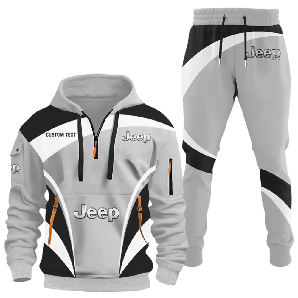 Off-Road SUV Brand Hoodie Half Zip x Sweatpants Set, Garage Life 3D Hoodie Set CAR514100925012 - Image 2