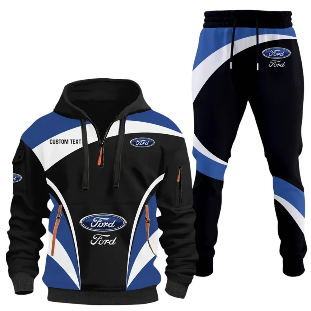 Vintage Ride Hoodie Half Zip x Sweatpants Set, All-Season Car Enthusiast Tracksuit CAR514100925014 - Image 2