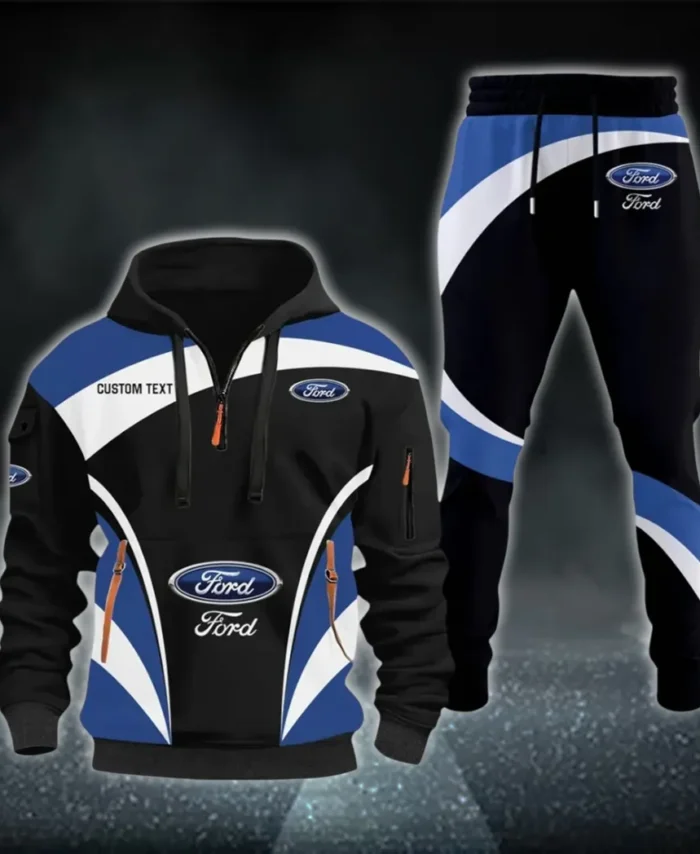 Vintage Ride Hoodie Half Zip x Sweatpants Set, All-Season Car Enthusiast Tracksuit CAR514100925014