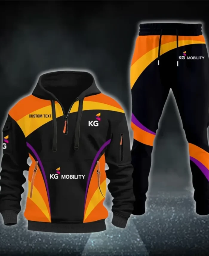 Racing Motor Hoodie Half Zip x Sweatpants Set, 3D Printed Driver's Outfit CAR514100925023