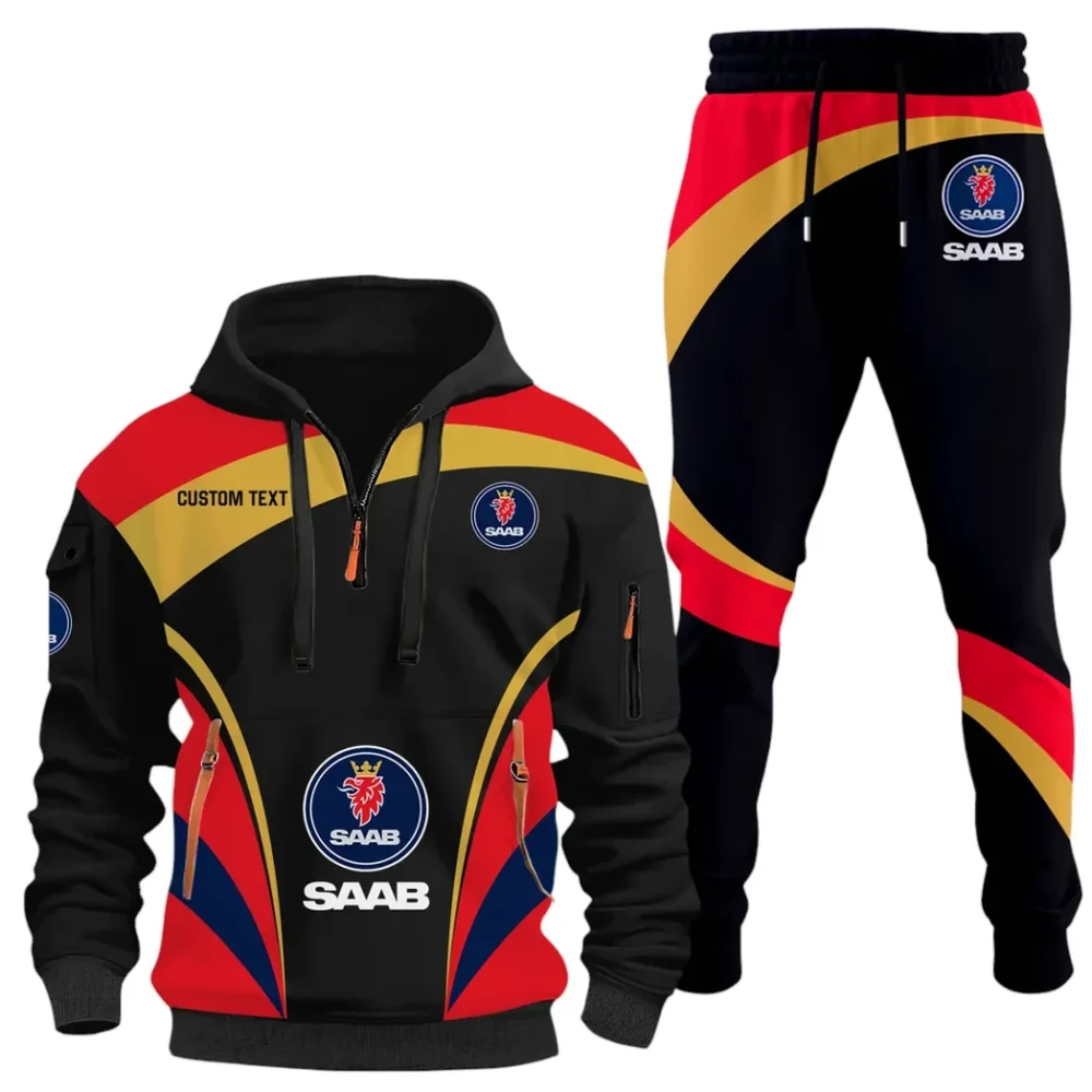 Utility Auto Hoodie Half Zip x Sweatpants Set, Street-Ready Automotive Tracksuit CAR514100925028 - Image 2
