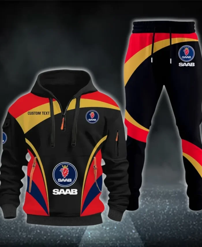 Utility Auto Hoodie Half Zip x Sweatpants Set, Street-Ready Automotive Tracksuit CAR514100925028