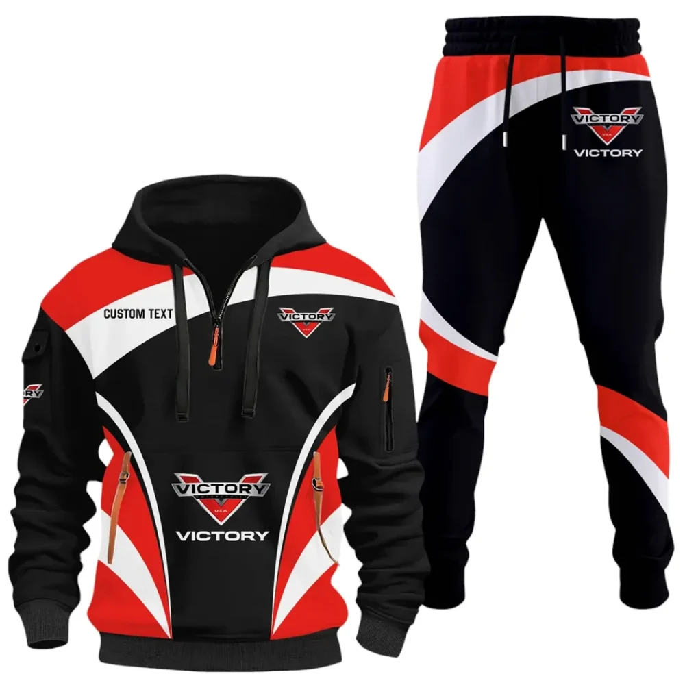 Heavyweight Motorcycle Hoodie Half Zip x Sweatpants Set, Drive-Inspired Hoodie and Pants Set CAR514100925040 - Image 2
