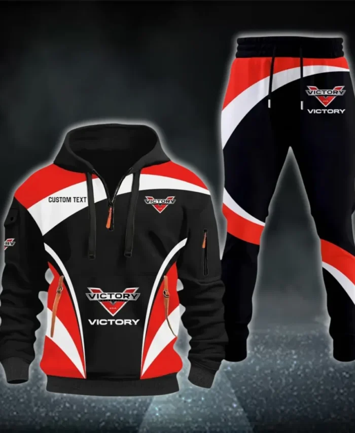 Heavyweight Motorcycle Hoodie Half Zip x Sweatpants Set, Drive-Inspired Hoodie and Pants Set CAR514100925040