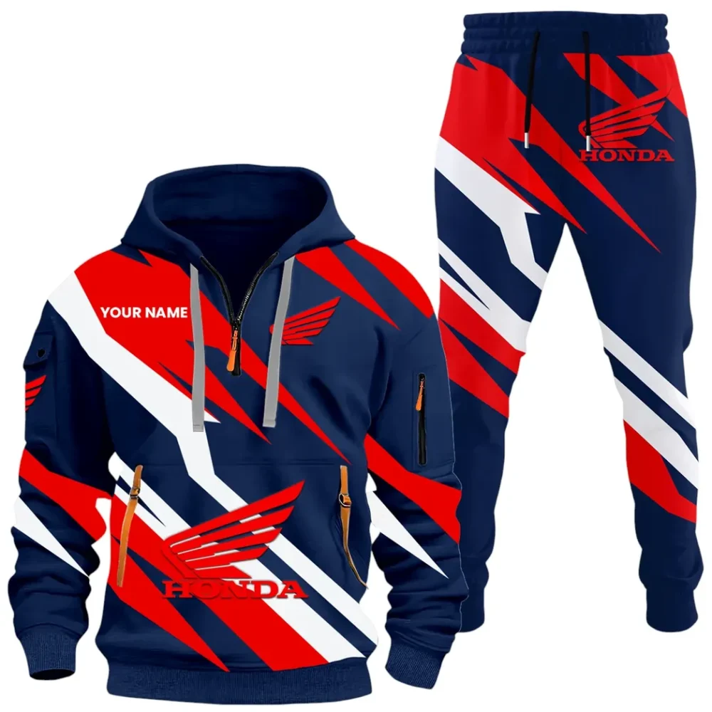 Adventure Motorbike Hoodie Half Zip x Sweatpants Set, Sporty Auto-Inspired Tracksuit CAR514100925044 - Image 2