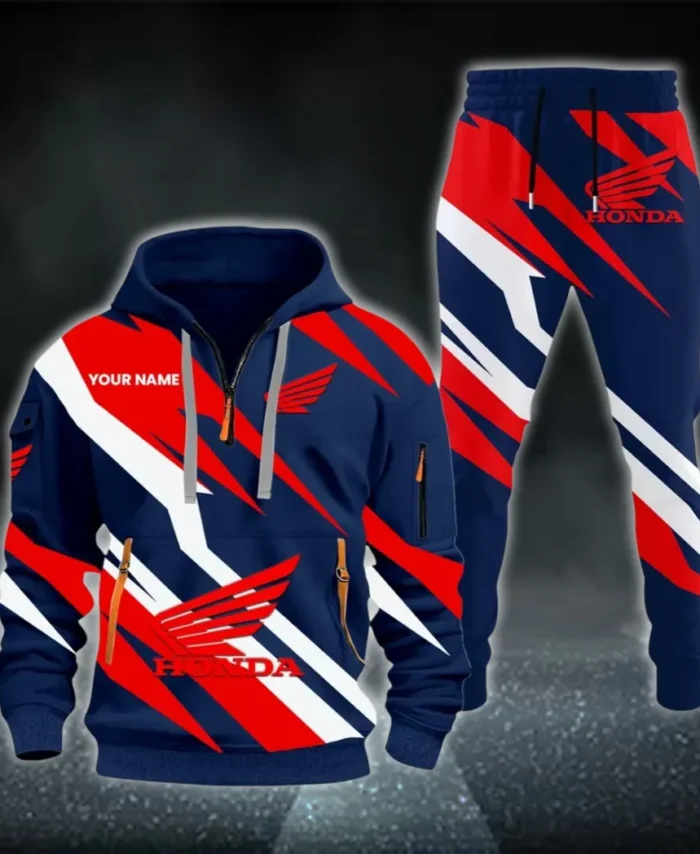 Adventure Motorbike Hoodie Half Zip x Sweatpants Set, Sporty Auto-Inspired Tracksuit CAR514100925044