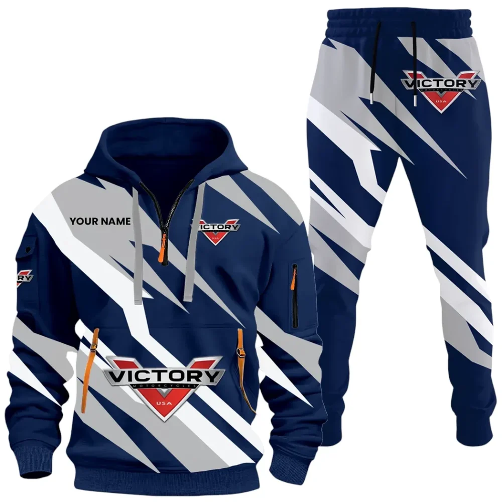 American V-Twin Hoodie Half Zip x Sweatpants Set, Street-Ready Automotive Tracksuit CAR514100925045 - Image 2