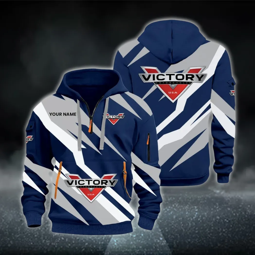 American V-Twin Hoodie Half Zip 3D Print, Comfortable Everyday Hoodie CAR514100925045