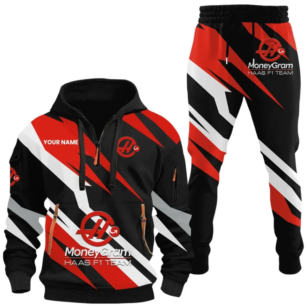 Racing Car Hoodie Half Zip x Sweatpants Set, Custom Motorcycle Hoodie Set CAR514100925046 - Image 2