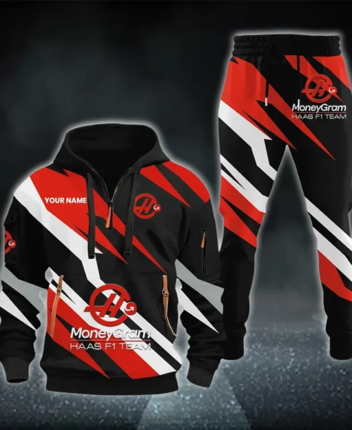 Racing Car Hoodie Half Zip x Sweatpants Set, Custom Motorcycle Hoodie Set CAR514100925046