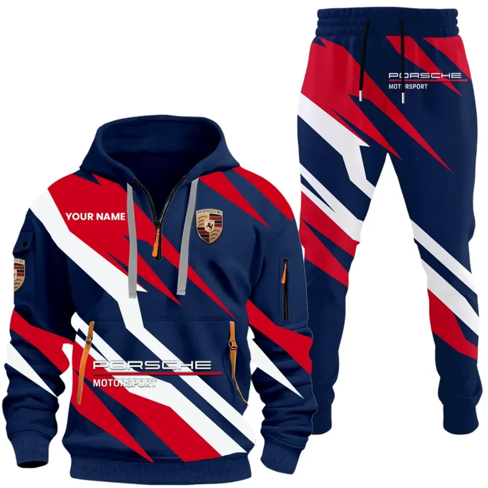 Turbo Sports Car Hoodie Half Zip x Sweatpants Set, All-Season Car Enthusiast Tracksuit CAR514100925053 - Image 2