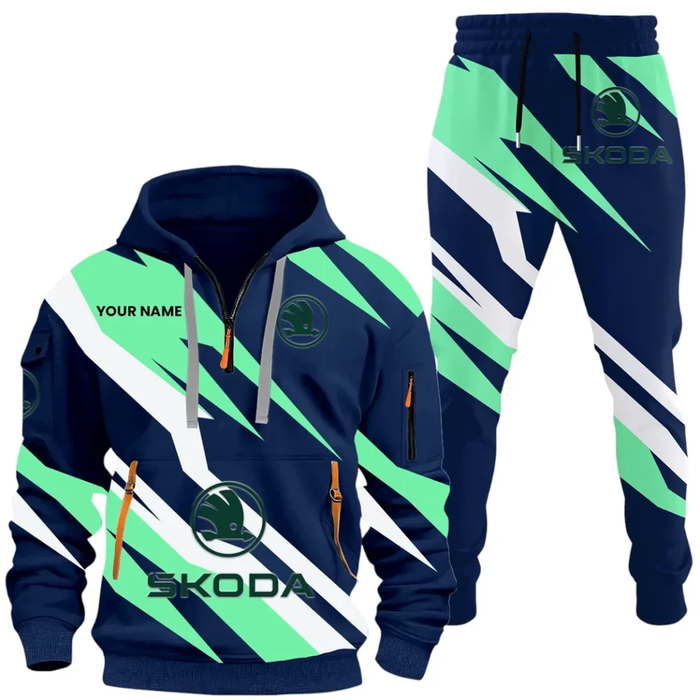 City-Friendly Automobile Hoodie Half Zip x Sweatpants Set, All-Season Car Enthusiast Tracksuit CAR514100925059 - Image 2