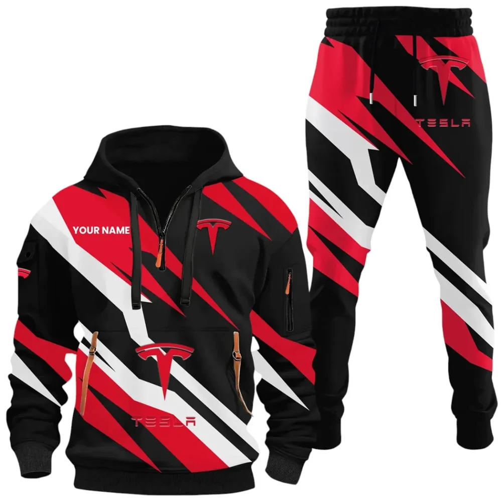 Battery-Powered Car Hoodie Half Zip x Sweatpants Set, Premium Car Fan Tracksuit CAR514100925060 - Image 2