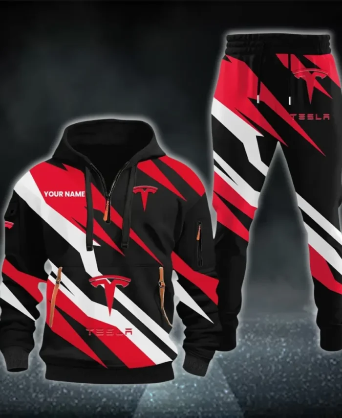 Battery-Powered Car Hoodie Half Zip x Sweatpants Set, Premium Car Fan Tracksuit CAR514100925060