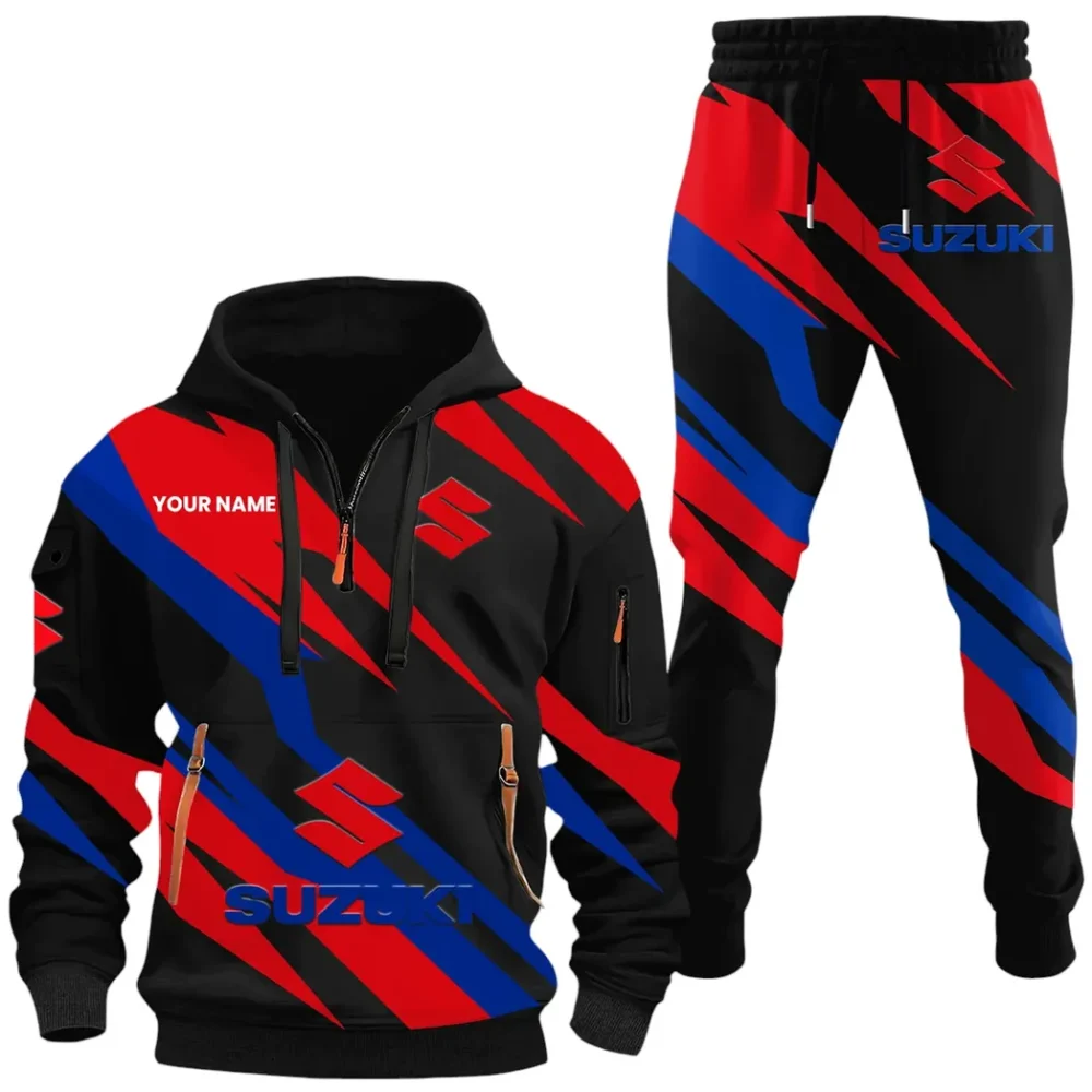 Superbike Hoodie Half Zip x Sweatpants Set, Custom Motorcycle Hoodie Set CAR514100925061 - Image 2