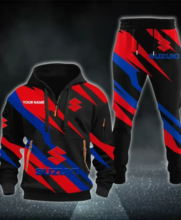 Superbike Hoodie Half Zip x Sweatpants Set, Custom Motorcycle Hoodie Set CAR514100925061