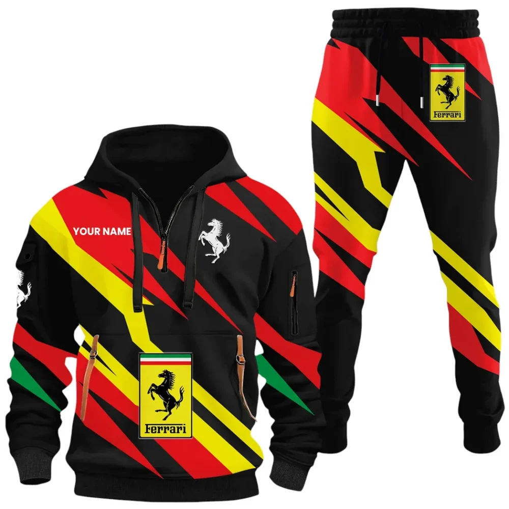 Track-Ready Sports Car Hoodie Half Zip x Sweatpants Set, Custom Motorcycle Hoodie Set CAR514100925062 - Image 2