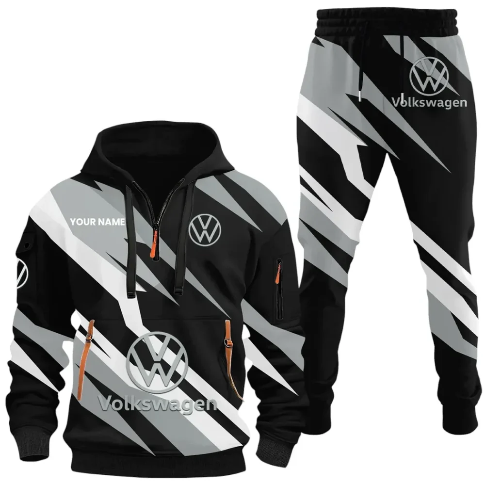 Compact Vehicle Hoodie Half Zip x Sweatpants Set, Sporty Auto-Inspired Tracksuit CAR514100925070 - Image 2