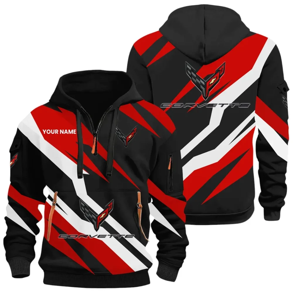 American Supercar Hoodie Half Zip 3D Print, Sporty Urban Look Hoodie CAR514100925072 - Image 2