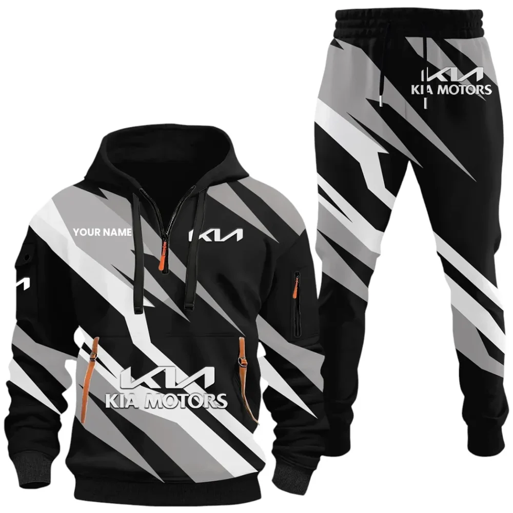 Affordable Auto Hoodie Half Zip x Sweatpants Set, Custom 3D Automotive Tracksuit Set CAR514100925076 - Image 2