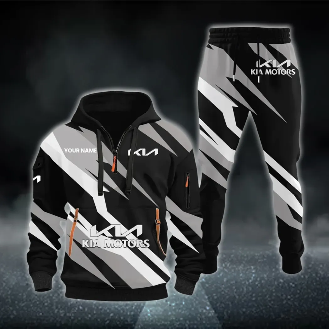 Affordable Auto Hoodie Half Zip x Sweatpants Set, Custom 3D Automotive Tracksuit Set CAR514100925076