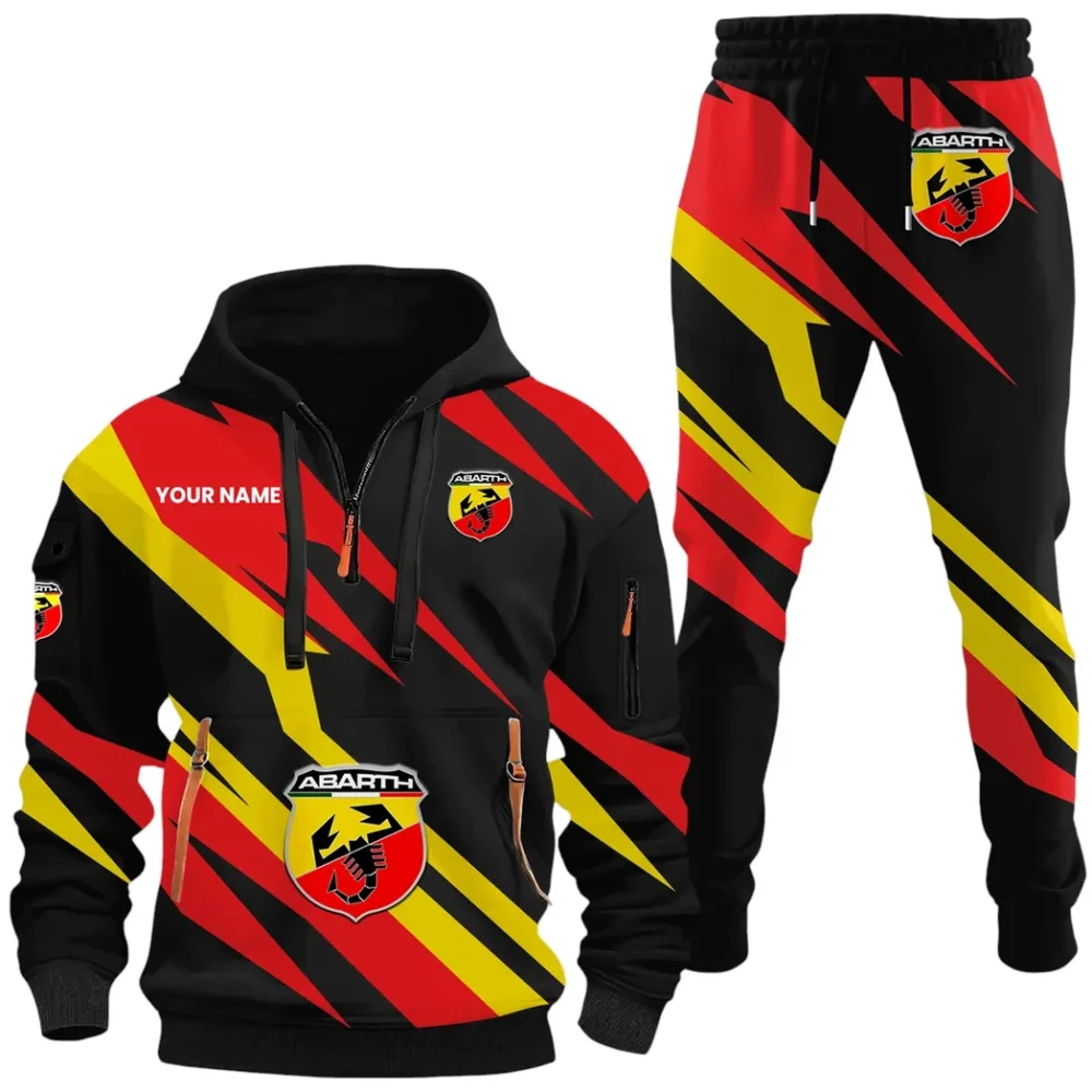 Performance Car Hoodie Half Zip x Sweatpants Set, Sporty Auto-Inspired Tracksuit CAR514100925079 - Image 2