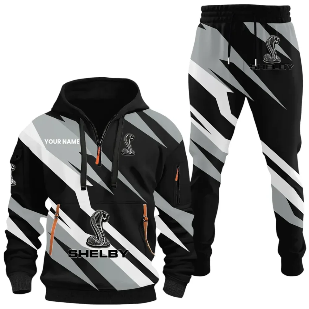 Power Coupe Hoodie Half Zip x Sweatpants Set, Classic Gearhead Hoodie Set CAR514100925087 - Image 2