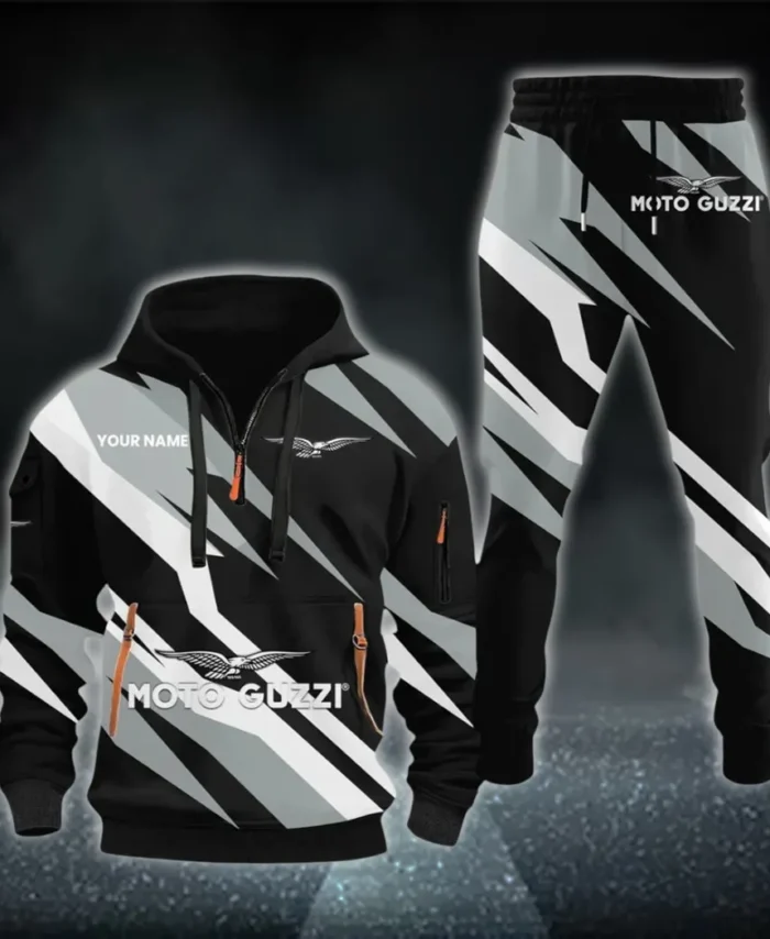 Historic Motorcycle Brand Hoodie Half Zip x Sweatpants Set, Performance Drive Hoodie Combo CAR514100925088