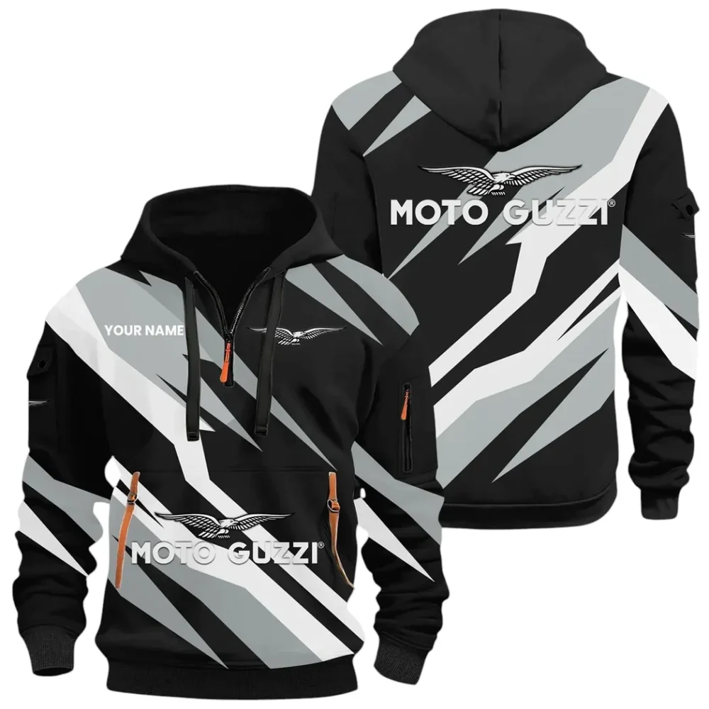 Historic Motorcycle Brand Hoodie Half Zip 3D Print, Streetwear Casual Look Outfit CAR514100925088 - Image 2