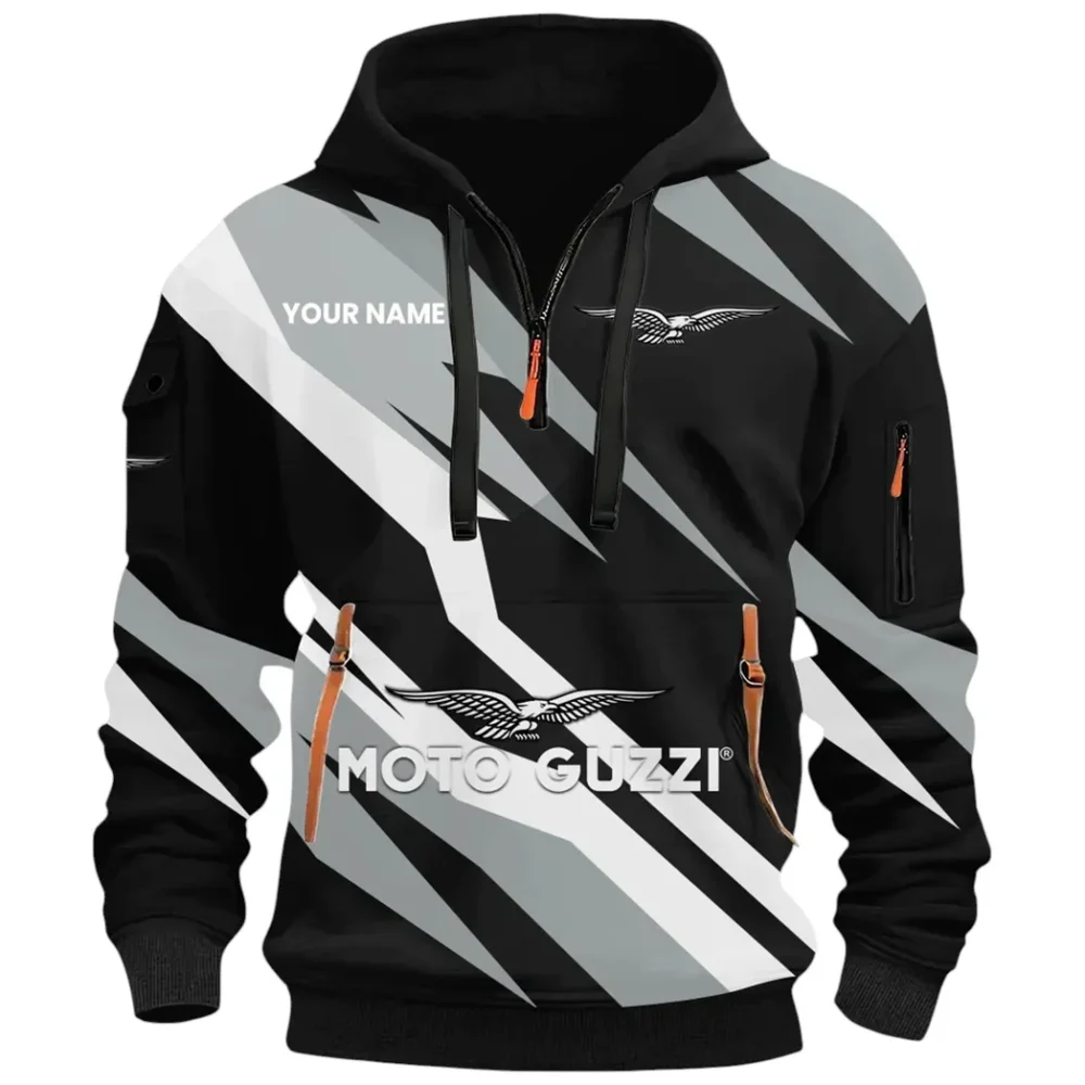 Historic Motorcycle Brand Hoodie Half Zip 3D Print, Streetwear Casual Look Outfit CAR514100925088 - Image 3
