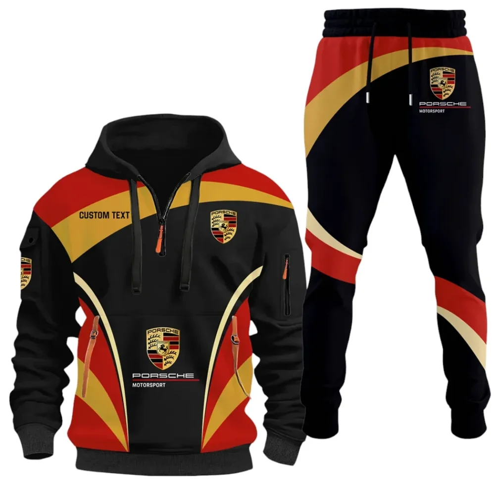 Sports Car Hoodie Half Zip x Sweatpants Set, Premium Car Fan Tracksuit CAR514100925093 - Image 2