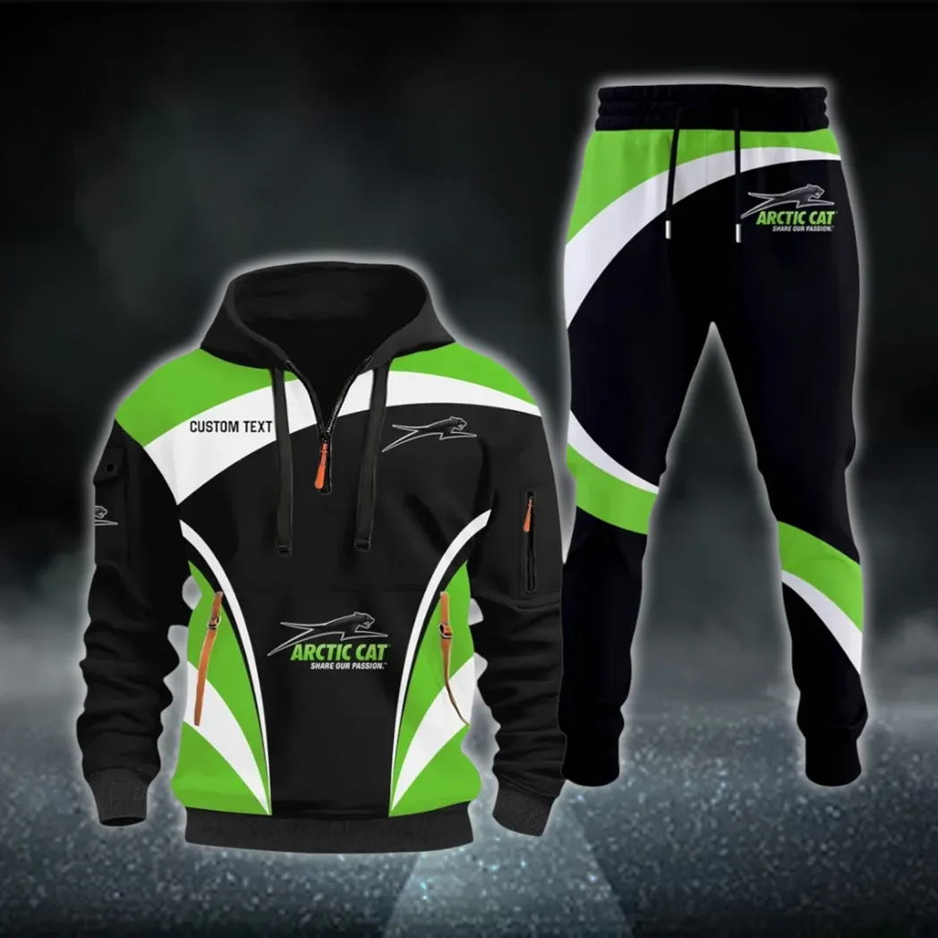 Winter Sports Vehicle Hoodie Half Zip x Sweatpants Set, Sporty Auto-Inspired Tracksuit CAR514100925097