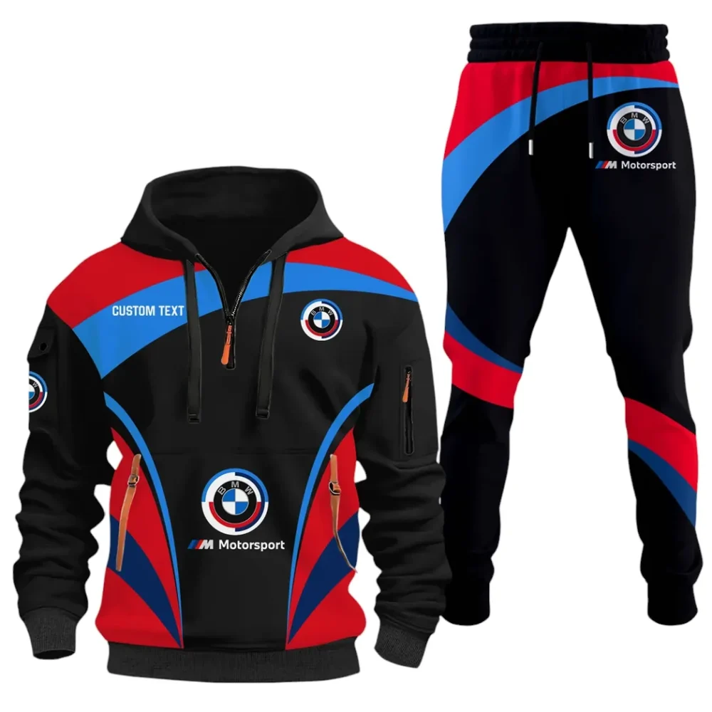 High-Speed Car Hoodie Half Zip x Sweatpants Set, Custom 3D Automotive Tracksuit Set CAR514100925098 - Image 2