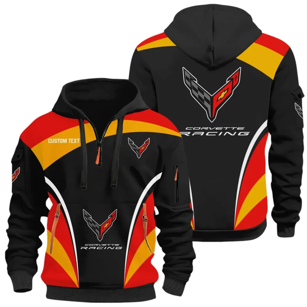 V8 Power Hoodie Half Zip x Sweatpants Set, Custom 3D Automotive Tracksuit Set CAR514100925103 - Image 3