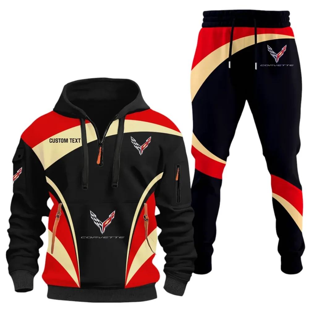 V8 Power Hoodie Half Zip x Sweatpants Set, All-Season Car Enthusiast Tracksuit CAR514100925105 - Image 2