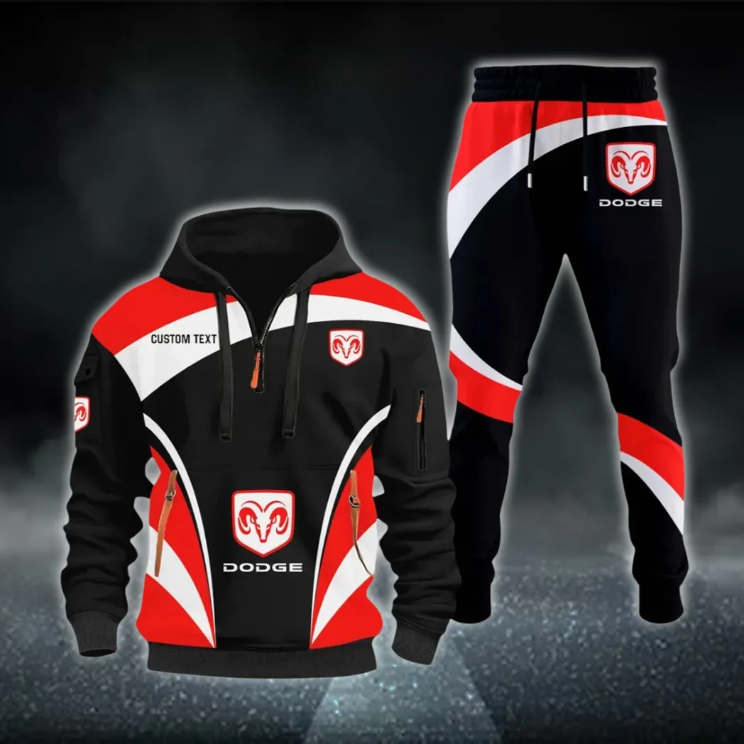 Power Car Hoodie Half Zip x Sweatpants Set, 3D Printed Driver's Outfit CAR514100925107