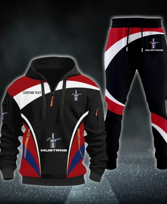 Racing Car Hoodie Half Zip x Sweatpants Set, 3D Printed Driver's Outfit CAR514100925117