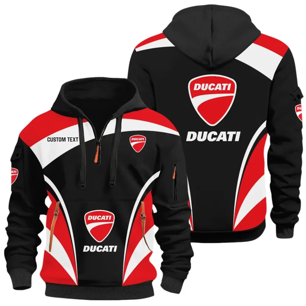 Racing Motor Hoodie Half Zip 3D Print, Streetwear Casual Look Outfit CAR514100925121 - Image 2