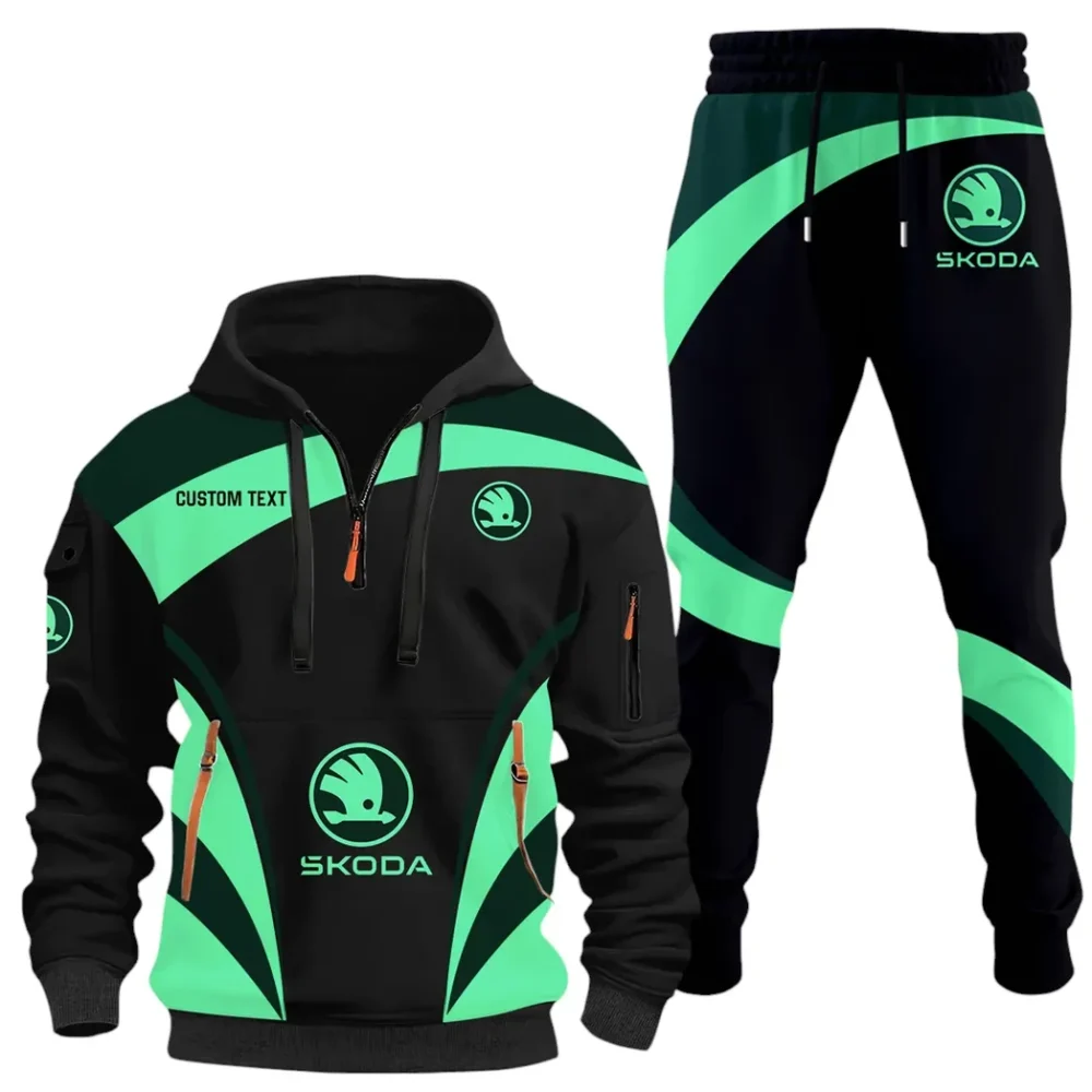 Practical Hatchback Hoodie Half Zip x Sweatpants Set, All-Season Car Enthusiast Tracksuit CAR514100925122 - Image 2