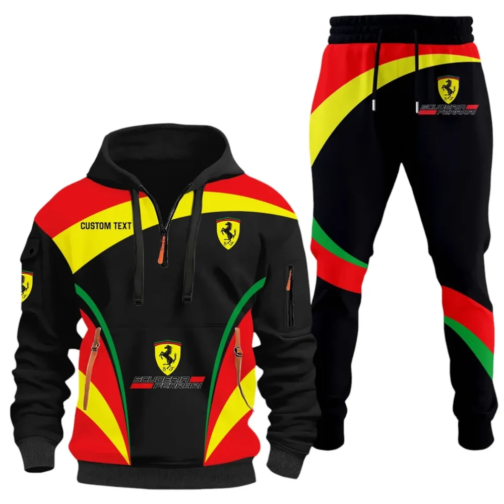 Racing Legend Hoodie Half Zip x Sweatpants Set, Custom Motorcycle Hoodie Set CAR514100925123 - Image 2