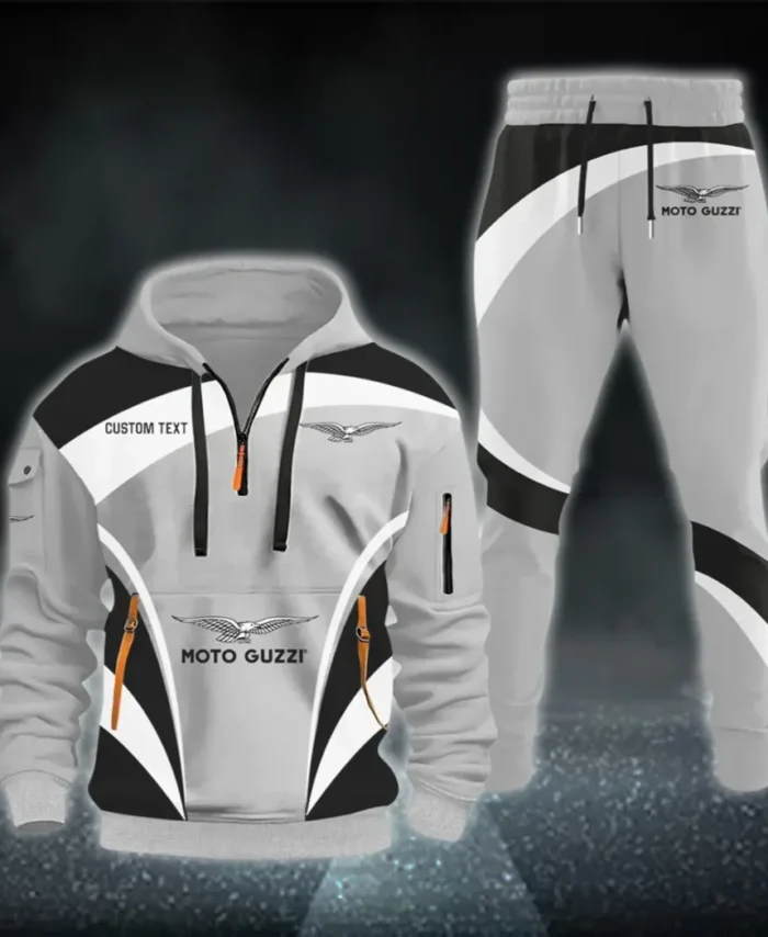 Historic Motorcycle Brand Hoodie Half Zip x Sweatpants Set, 3D Printed Car Hoodie Set CAR514100925125