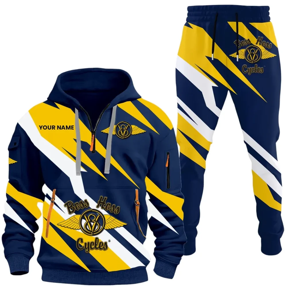 Touring Chopper Hoodie Half Zip x Sweatpants Set, Automotive Streetwear Hoodie Set CAR514100925129 - Image 2