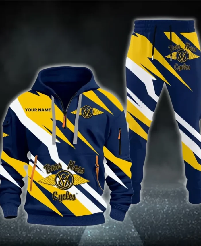 Touring Chopper Hoodie Half Zip x Sweatpants Set, Automotive Streetwear Hoodie Set CAR514100925129