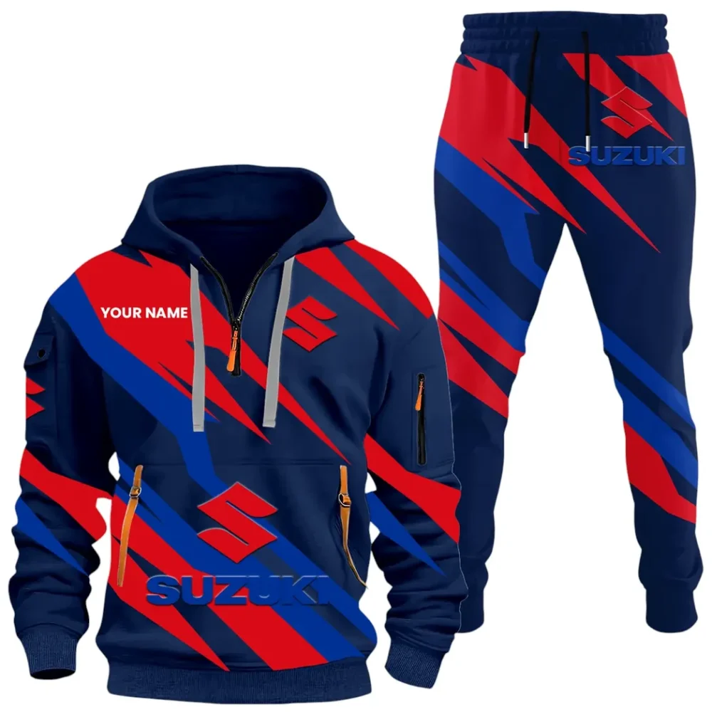 Racing Motor Hoodie Half Zip x Sweatpants Set, Ride-Inspired Half-Zip Hoodie Set CAR514100925130 - Image 2