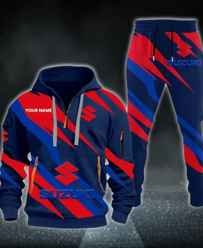 Racing Motor Hoodie Half Zip x Sweatpants Set, Ride-Inspired Half-Zip Hoodie Set CAR514100925130